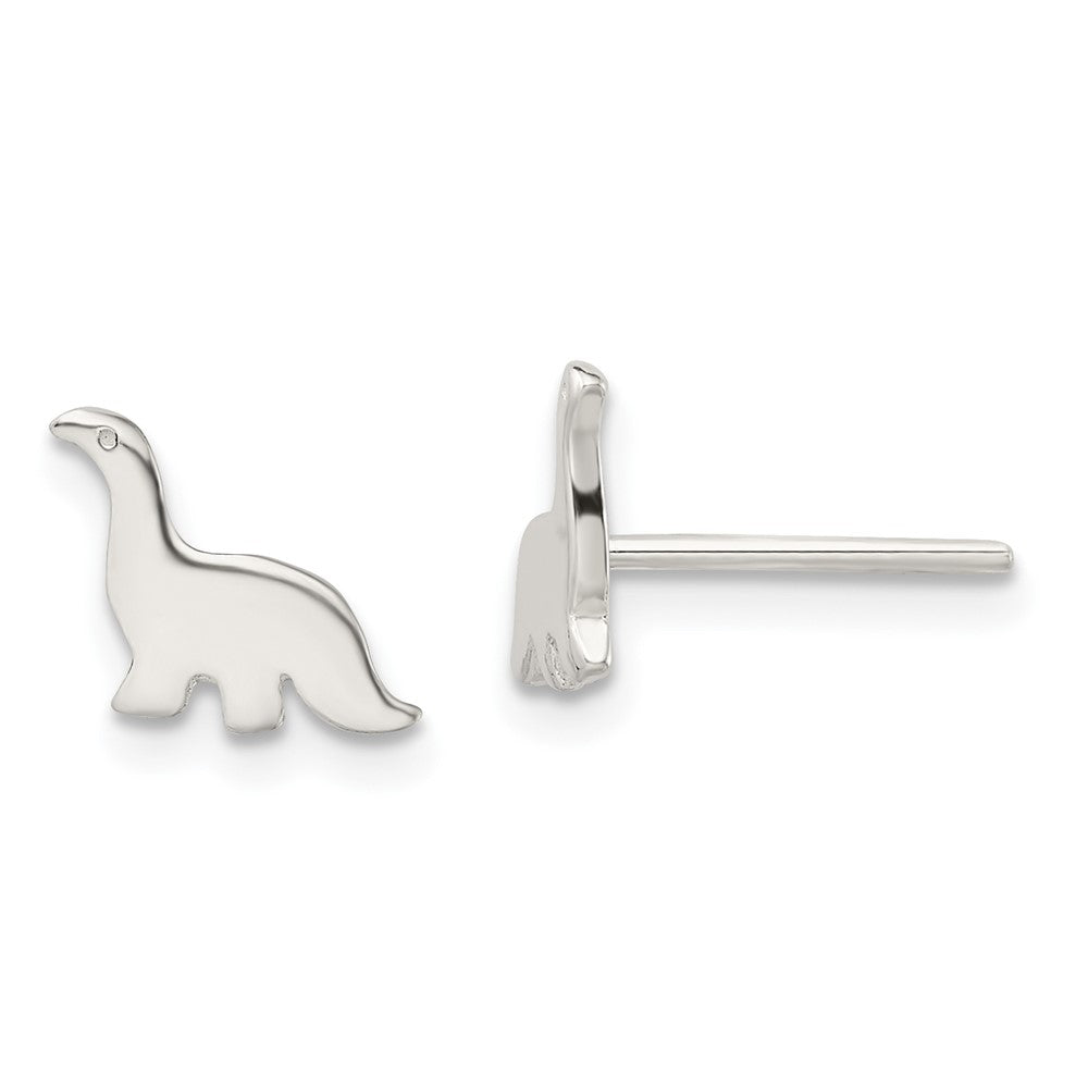 Sterling Silver Polished Dinosaur Post Earrings, 8 x 11.25 mm