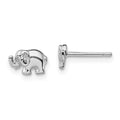Sterling Silver Rhodium-plated CZ Elephant Post Earrings, 5 x 7.8 mm