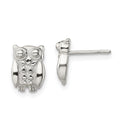 Sterling Silver Polished Owl Post Earrings, 10.1 x 7.2 mm