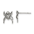 Sterling Silver Antiqued CZ Spider Post Earrings, 10.15 x 7.1 mm