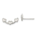 Sterling Silver Polished 3-Heart Post Earrings, 14 x 3.65 mm