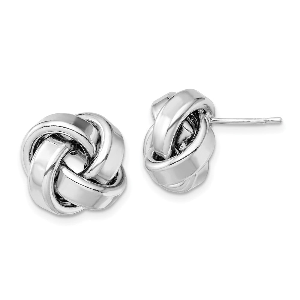 Sterling Silver Rhodium Plated Polished Love Knot Post Earrings, 15.55 x 15.75 mm