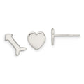 Sterling Silver Polished Left and Right Heart/Arrow Post Earrings, 7 x 6.85 mm