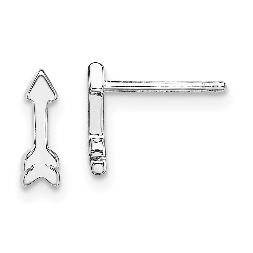 Sterling Silver Rhodium-plated Arrow Post Earrings, 2.8 x 8.5 mm