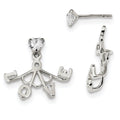 Sterling Silver CZ Removeable Front Back LOVE Earrings, 16.9 x 21.75 mm