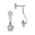 Sterling Silver CZ Removeable Front Back Star Earrings, 25.2 x 7.6 mm