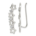Sterling Silver Polished CZ Stars Ear Climber Earrings, 29 x 6 mm