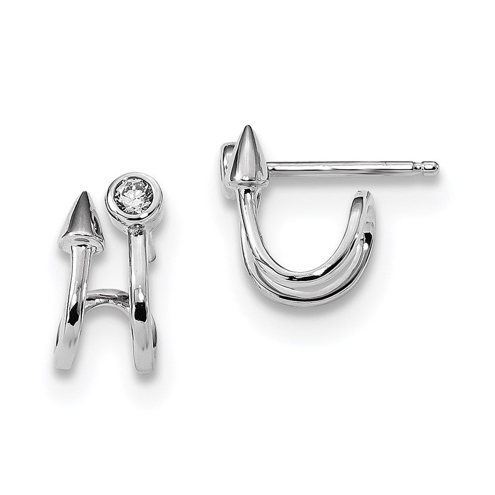 Sterling Silver Rhodium-plated CZ Post Earrings, 12.7 x 7.6 mm