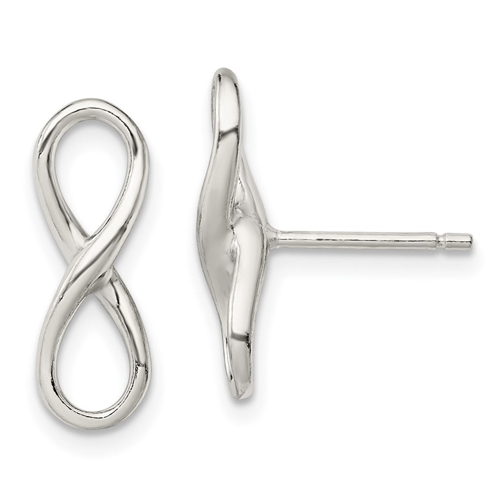 Sterling Silver Rhodium-plated Polished Infinity Knot Post Earrings, 16.8 x 16.8 mm