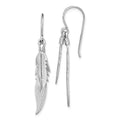 Sterling Silver Rhodium-plated Polished Feathers Dangle Earrings, 41.3 x 6.5 mm