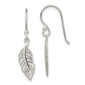 Sterling Silver Leaf Dangle Earrings, 31 x 6.7 mm