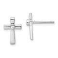 Sterling Silver Rhodium-plated Polished CZ Cross Post Earrings, 12.5 x 8.4 mm