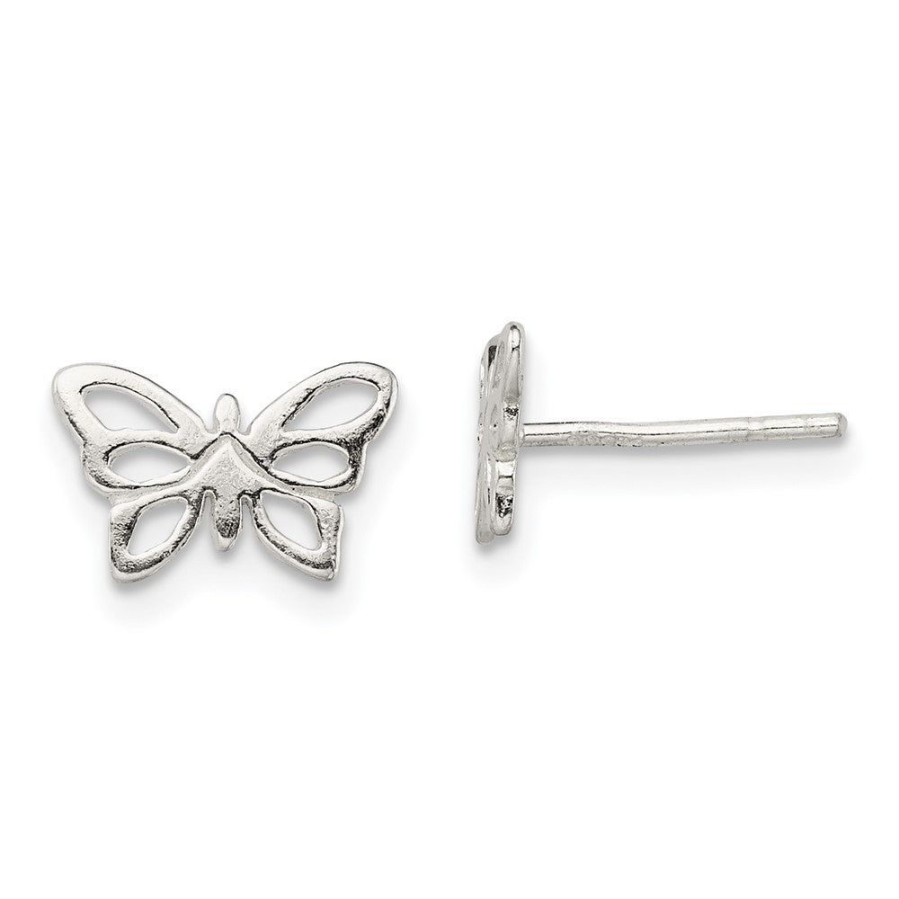 Sterling Silver Polished Butterfly Post Earrings, 8.9 x 11 mm