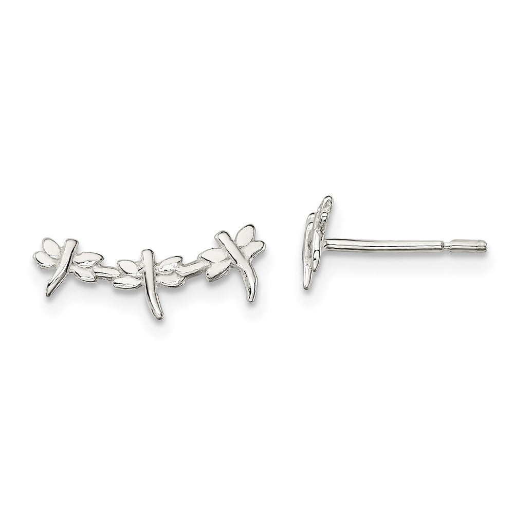 Sterling Silver Polished Dragonfly Post Earrings, 6.1 x 14.4 mm