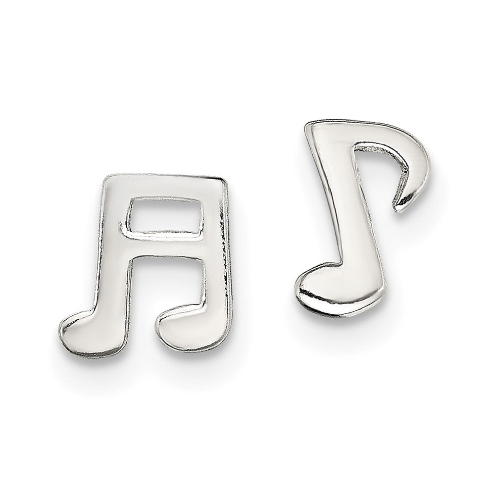 Sterling Silver Polished Left and Right Music Notes Post Earrings, 7.1 x 4.6 mm