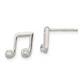 Sterling Silver Polished CZ Musical Notes Post Earrings, 8.2 x 8.4 mm