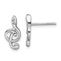 Sterling Silver Rhodium-plated CZ Fancy Post Earrings, 13.8 x 6.8 mm