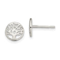 Sterling Silver Rhodium-plated Tree Post Earrings, 8.19 x 7.9 mm