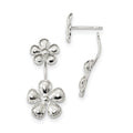 Sterling Silver Front & Back Polished Flower Earrings, 29.6 x 14.7 mm