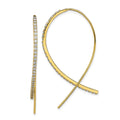 Sterling Silver Gold-tone CZ Threader Earrings, 42.87 x 1.6 mm