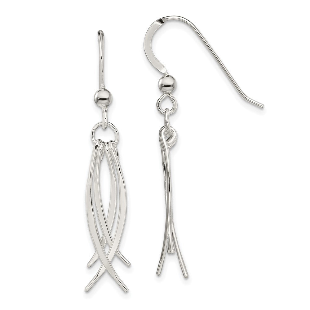 Sterling Silver Polished & Curved Design Dangle Earrings, 41.56 x 1.5 mm
