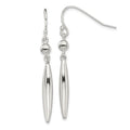 Sterling Silver Polished Bead & Elongated Oval Dangle Earrings, 41.11 x 4 mm