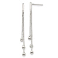 Sterling Silver Polished 3-Strand Chain & Beaded Post Dangle Earrings, 44.39 x 1.55 mm