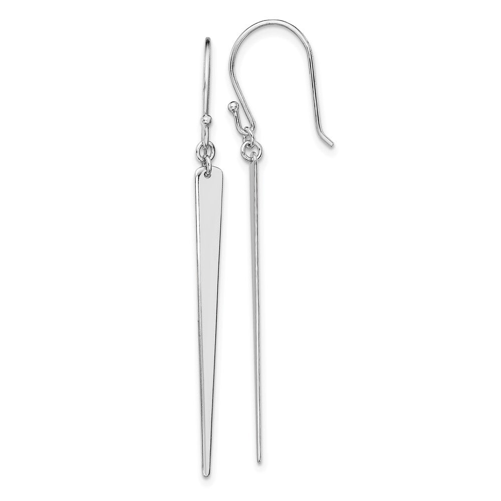 Sterling Silver Rhodium-plated Polished Spike Dangle Earrings, 56.03 x 3.4 mm