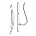 Sterling Silver Rhod-plated Polished Double Curved Bar Ear Climber Earrings, 23.44 x 2.23 mm