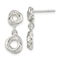 Sterling Silver Rhodium-plated Knot Polished Dangle Earrings, 22 x 8.7 mm