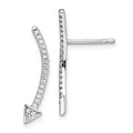 Sterling Silver Rhodium-plated Polished CZ Arrow Ear Climber Post Earrings, 4 x 22 mm