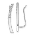 Sterling Silver Rhodium-plated Polished CZ Curved Bar Ear Climber Earrings, 4 x 21 mm