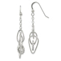 Sterling Silver Polished CZ Teardrop Dangle Shepherd Hook Earrings, 45 x 11 mm