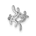 Sterling Silver Rhod-plated Polished & Textured Leaf Single Cuff Earring, 15 x 10 mm