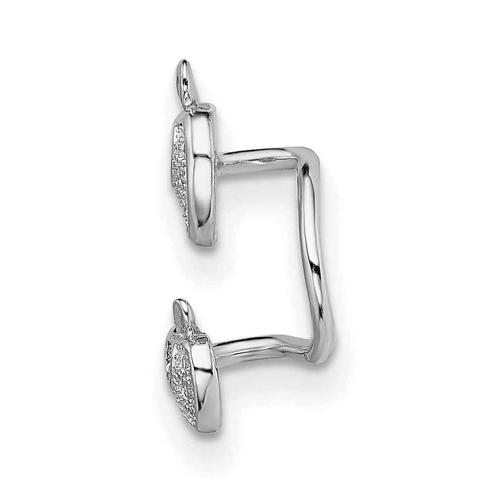 Sterling Silver Rhodium-plated CZ Double Apple Right Cuff Earring, 15 x 12 mm
