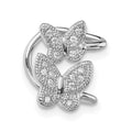 Sterling Silver Rhodium-plated CZ Double Butterfly Left Cuff Earring, 15 x 11 mm