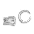 Sterling Silver Rhodium-plated Polished CZ Double 'X' Single Cuff Earring, 10 x 13 mm