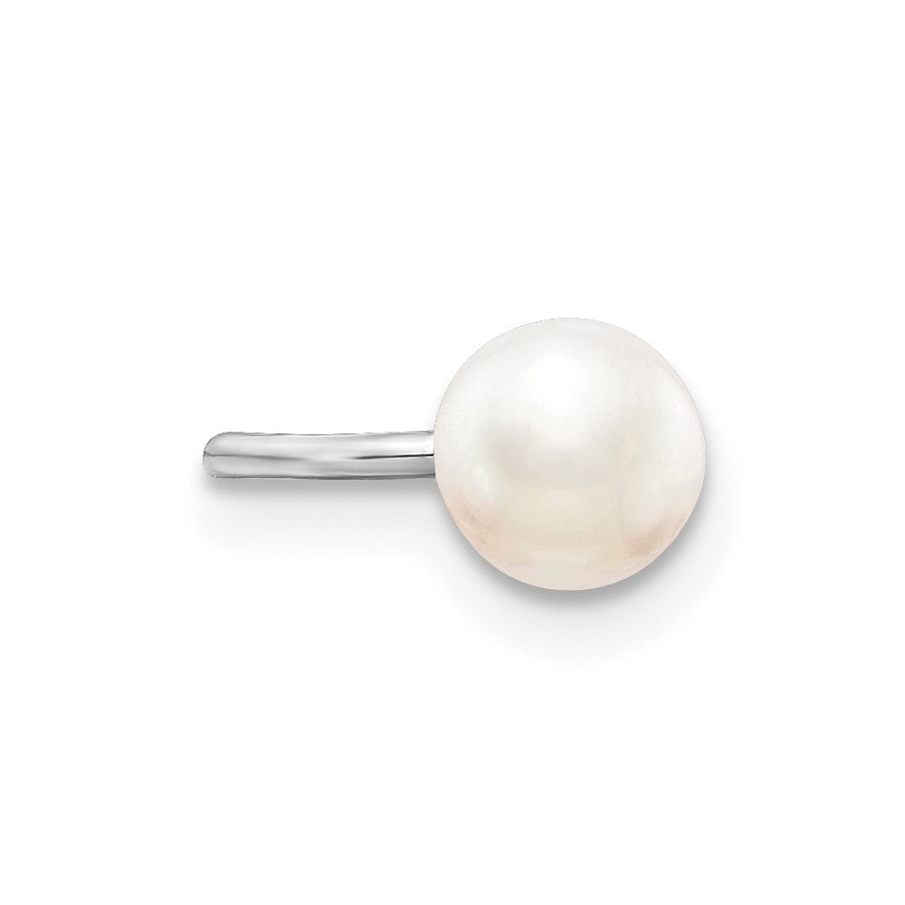 Sterling Silver Rhodium-plated FWC Pearl Pair of Cuff Earrings, 5 x 11 mm