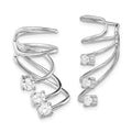 Sterling Silver Rhodium-plated Polished Fancy CZ Pair of Cuff Earrings, 27 x 14 mm