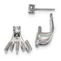 Sterling Silver Rhodium-plated CZ Post Detachable CZ Dangle Earrings, 16 x 16 mm