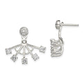 Sterling Silver Polished CZ Webbed Design Front & Back Post Earrings, 19 x 22.5 mm