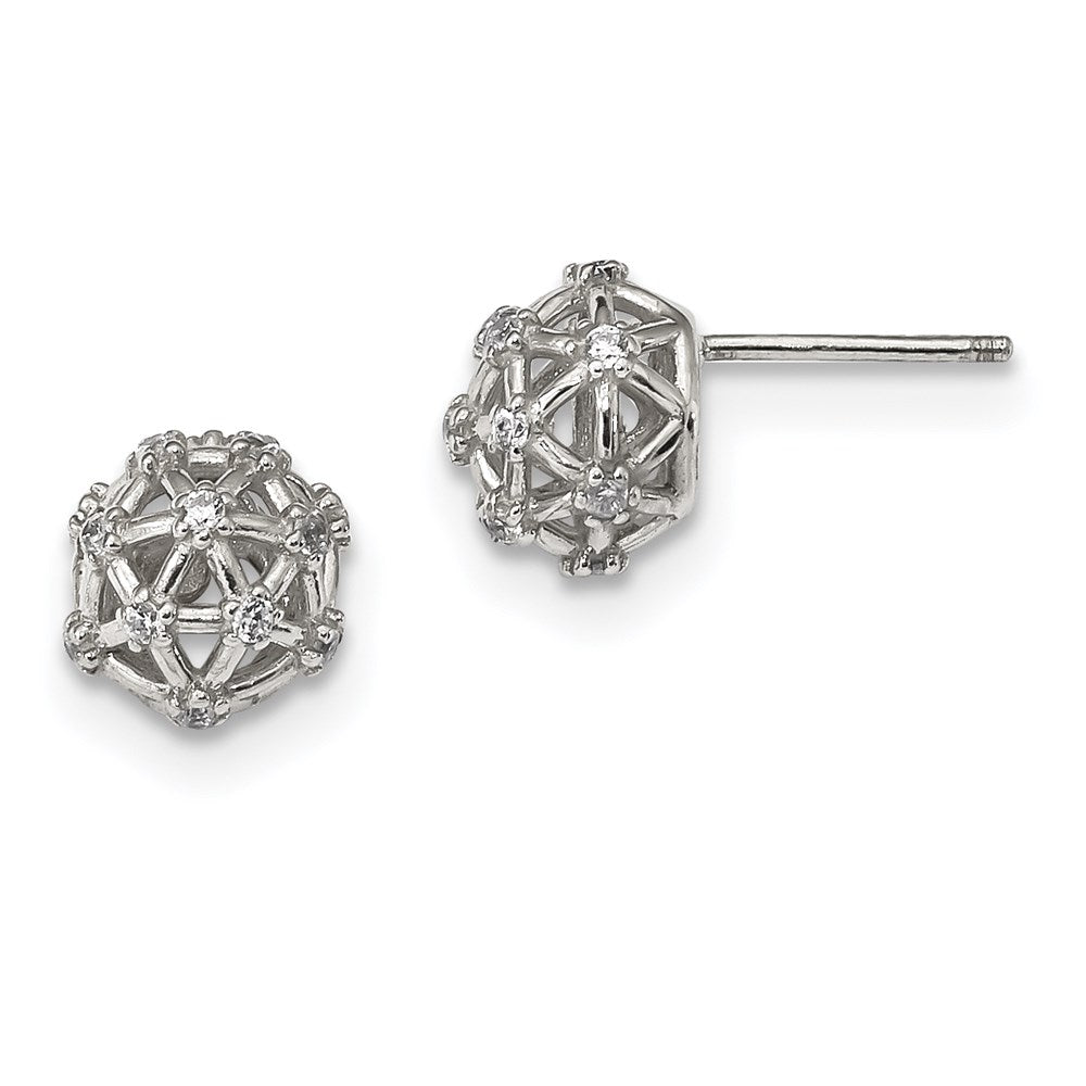 Sterling Silver CZ Post Earrings, 10 x 10 mm