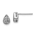 Sterling Silver Rhodium-plated CZ Polished Teardrop Post Earrings, 7 x 5 mm