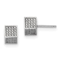 Pure Fire Sterling Silver Rhod-plated CZ 3D Square Post Earrings, 8 x 8 mm