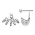 Sterling Silver Rhodium-plated Polished CZ Front & Back Post Earrings, 18 x 18 mm