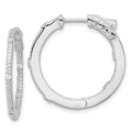 Sterling Silver Rhod-plated CZ In/Out Round Hinged Hoop Earrings, 26.75 x 27.4 mm