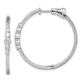 Sterling Silver Rhodium-plated CZ Textured Hoop Earrings, 36 x 36 mm