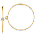 Sterling Silver Gold-tone Polished CZ Bezel Endless Round Hoop Earrings, 32 x 35 mm