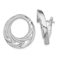 Pure Fire Sterling Silver Rhod-plated CZ Hinged Hoop Earrings, 23 x 24 mm