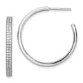 Sterling Silver Rhodium-plated CZ 30x3mm Hoop Earrings, 34 x 33 mm